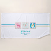 Kerst Feestdagen Postzegel Familie Reünie Strandlaken (Voorkant)