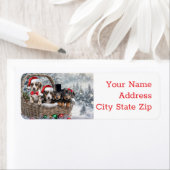 Kerst Feestdagen Retourlabels Teckel Puppies Etiket (Insitu)