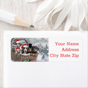 Kerst Feestdagen Retourlabels Teckel Puppies Etiket
