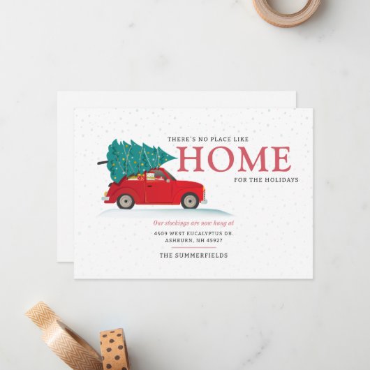 Kerst Feestdagen rode auto bewegende aankondiging (Voorkant / Achterkant in situ)