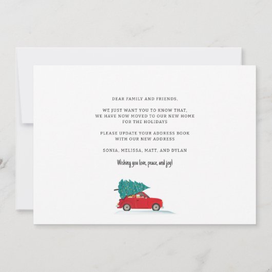 Kerst Feestdagen rode auto bewegende aankondiging (Achterkant)