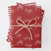 Kerst Feestdagen rood en wit vrolijk en helder Inpakpapier Vel (In situ)