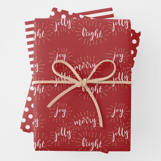 Kerst Feestdagen rood en wit vrolijk en helder Inpakpapier Vel (In situ)