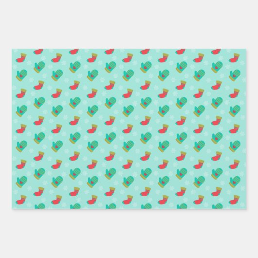 Kerst Feestdagen Schattige Winter Santa Sneeuwman Inpakpapier Vel (Voorkant 3)