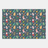 Kerst Feestdagen Schattige Winter Santa Sneeuwman  Inpakpapier Vel (Voorkant)