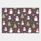 Kerst Feestdagen Schattigee Kinder Santa Snowman B Inpakpapier Vel (Voorkant 3)