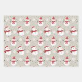 Kerst Feestdagen Schattigee Kinder Santa Snowman B Inpakpapier Vel (Voorkant 2)