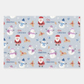 Kerst Feestdagen Schattigee Kinder Santa Snowman B Inpakpapier Vel (Voorkant)