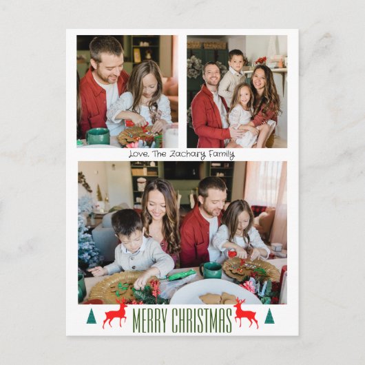 Kerst feestdagen Script Familie drie foto (Voorkant)