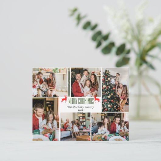 Kerst feestdagen Script Familie Fotocollage (Staand voorkant)