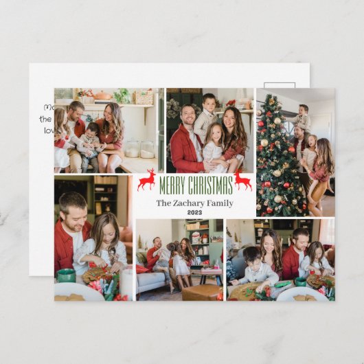 Kerst feestdagen Script Familie Fotocollage (Voorkant / Achterkant)