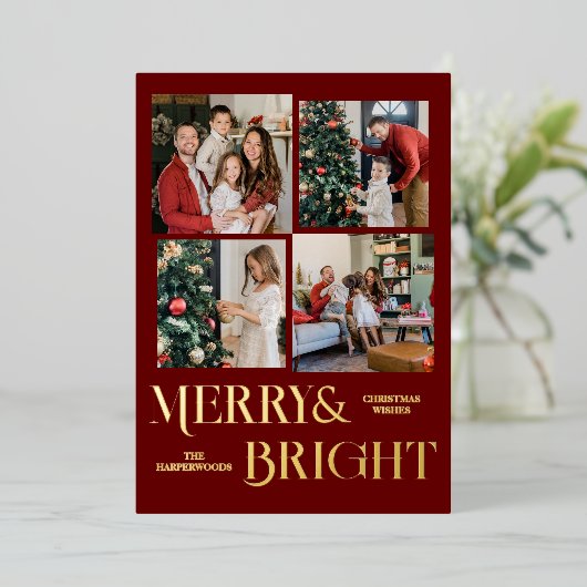 Kerst feestdagen Script Familie Fotocollage (Staand Voorkant)