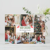 Kerst feestdagen Script Familie Fotocollage Feestdagenkaart (Staand voorkant)