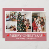 Kerst feestdagen Script Familie Fotocollage Feestdagenkaart (Voorkant / Achterkant)
