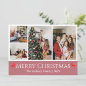 Kerst feestdagen Script Familie Fotocollage Feestdagenkaart (Staand voorkant)