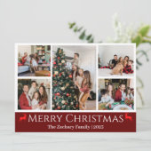 Kerst feestdagen Script Familie Fotocollage Feestdagenkaart (Staand voorkant)