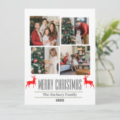 Kerst feestdagen Script Familie Fotocollage Feestdagenkaart (Staand voorkant)