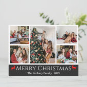 Kerst feestdagen Script Familie Fotocollage Feestdagenkaart (Staand voorkant)