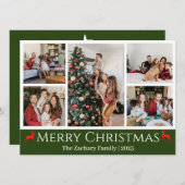 Kerst feestdagen Script Familie Fotocollage Feestdagenkaart (Voorkant / Achterkant)