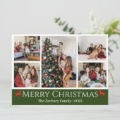 Kerst feestdagen Script Familie Fotocollage Feestdagenkaart (Staand voorkant)