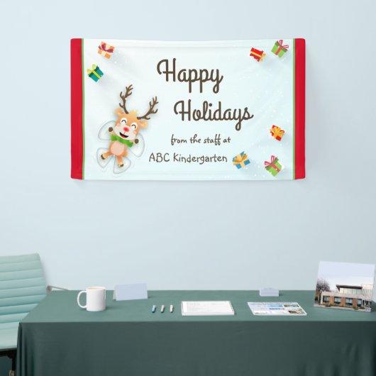 Kerst Feestdagen Sneeuw Angel Rendieren Spandoek (Beurs)