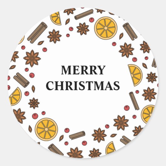 Kerst feestdagen specerijen smaak en geur doodles ronde sticker (Voorkant)
