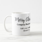 Kerst feestdagen toevoegen bedrijf logo naam q r c koffiemok (Links)