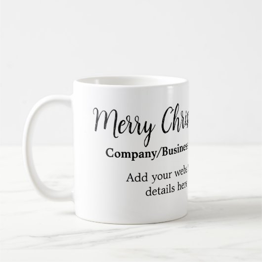 Kerst feestdagen toevoegen bedrijf logo naam q r c koffiemok (Links)