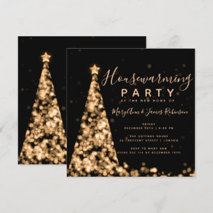 Kerst-Feestdagen van Gold & Black Housewarming Par Kaart