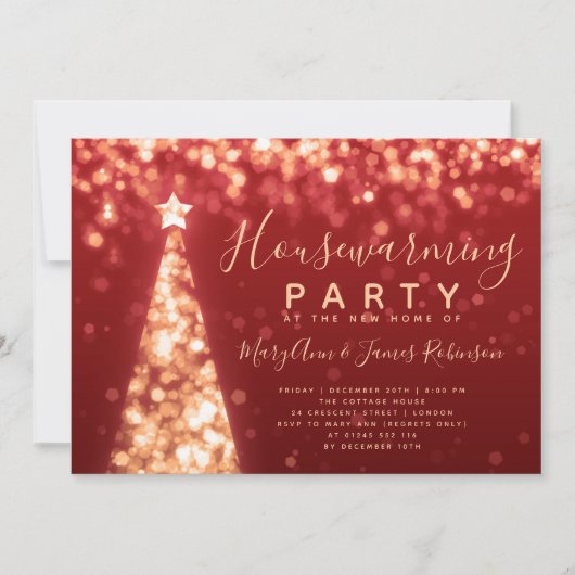 Kerst-Feestdagen van Gold & Red Housewarming Kaart (Voorkant)