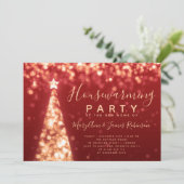 Kerst-Feestdagen van Gold & Red Housewarming Kaart (Staand voorkant)