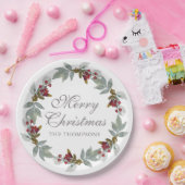 Kerst Feestdagen Winter Waterverf Bloemen Naam Papieren Bordje (Feest)