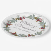 Kerst Feestdagen Winter Waterverf Bloemen Naam Papieren Bordje (Gekanteld)