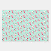 Kerst Feestelijk Flamingo patroon op Groen Inpakpapier Vel (Voorkant 3)
