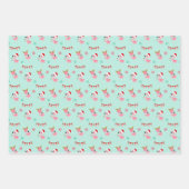 Kerst Feestelijk Flamingo patroon op Groen Inpakpapier Vel (Voorkant 2)