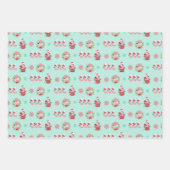 Kerst Feestelijk Flamingo patroon op Groen Inpakpapier Vel (Voorkant)