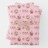 Kerst Feestelijk Flamingo patroon op Roze Inpakpapier Vel (In situ)