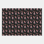 Kerst Feestelijk Flamingo patroon op Zwart Inpakpapier Vel (Voorkant 2)