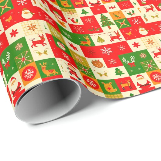 Kerst feestelijk patroon cadeaupapier (Rol Hoek)