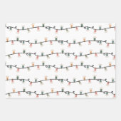 Kerst Feestelijke Bloemen en Lichten Set van 3 Inpakpapier Vel (Voorkant 3)