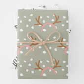 Kerst Feestelijke Bloemen en Lichten Set van 3 Inpakpapier Vel (In situ)