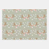 Kerst Feestelijke Bloemen en Lichten Set van 3 Inpakpapier Vel (Voorkant)