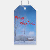 Kerst Feestelijke Country Cabin Sneeuw Gift Labels Cadeaulabel (Achterkant)