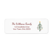 Kerst Feestelijke Evergreen Tree Retouradres Etiket (Voorkant)