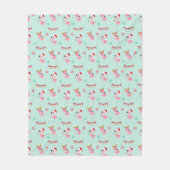 Kerst Feestelijke Flamingo's op Groen Fleece Deken (Voorkant)