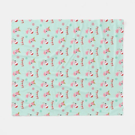 Kerst Feestelijke Flamingo's op Groen Fleece Deken (Voorkant (Horizontaal))