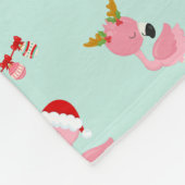 Kerst Feestelijke Flamingo's op Groen Fleece Deken (Hoek)