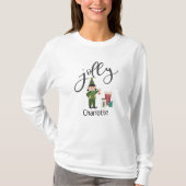Kerst Feestelijke Jolly Elf Naam Dames T-shirt (Voorkant)