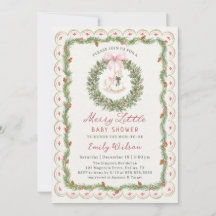 Kerst Feestelijke Kleine Baby Shower Uitnodiging