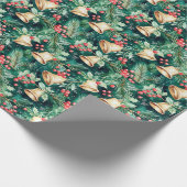 Kerst Feestelijke klokken en Holly Cadeaupapier (Hoek)
